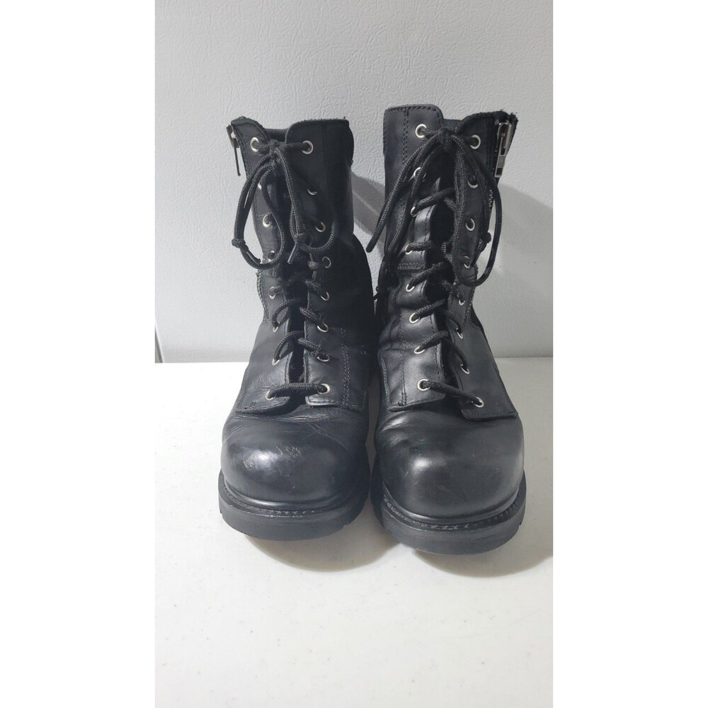 Xelement Black Leather Motorcycle Boots Side Zipper Mens Size 9 - Picture 2 of 7